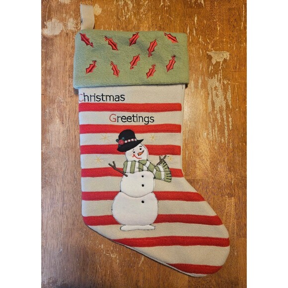 Christmas Stocking Snowman Christmas Greetings - Picture 1 of 2